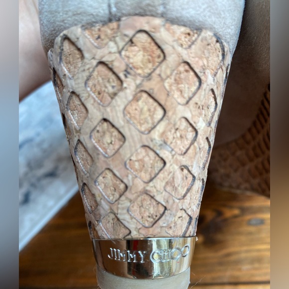 ❤️JIMMY CHOO❤️ Nude Suede Peep Toe Wedge - Picture 7 of 10